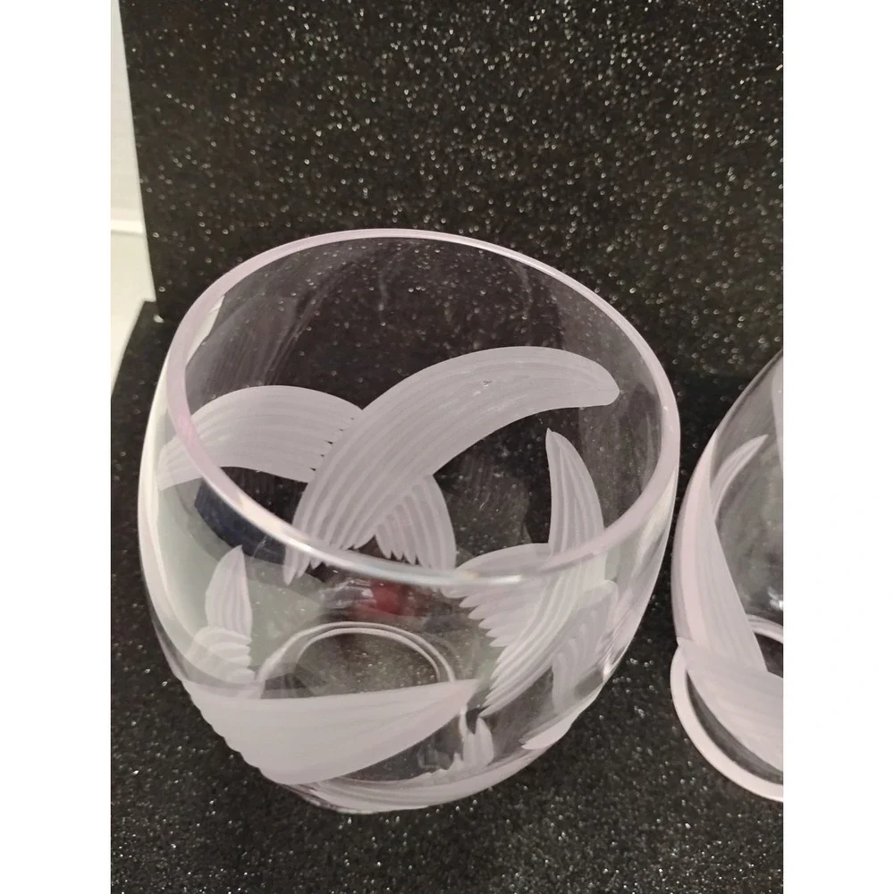 Vintage Glass Old Rose Pink Chandelier Light Covers (set of 2) Clear Floral Leaf